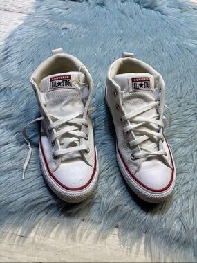 Converse Kids White Mid Top Sneakers sz 6